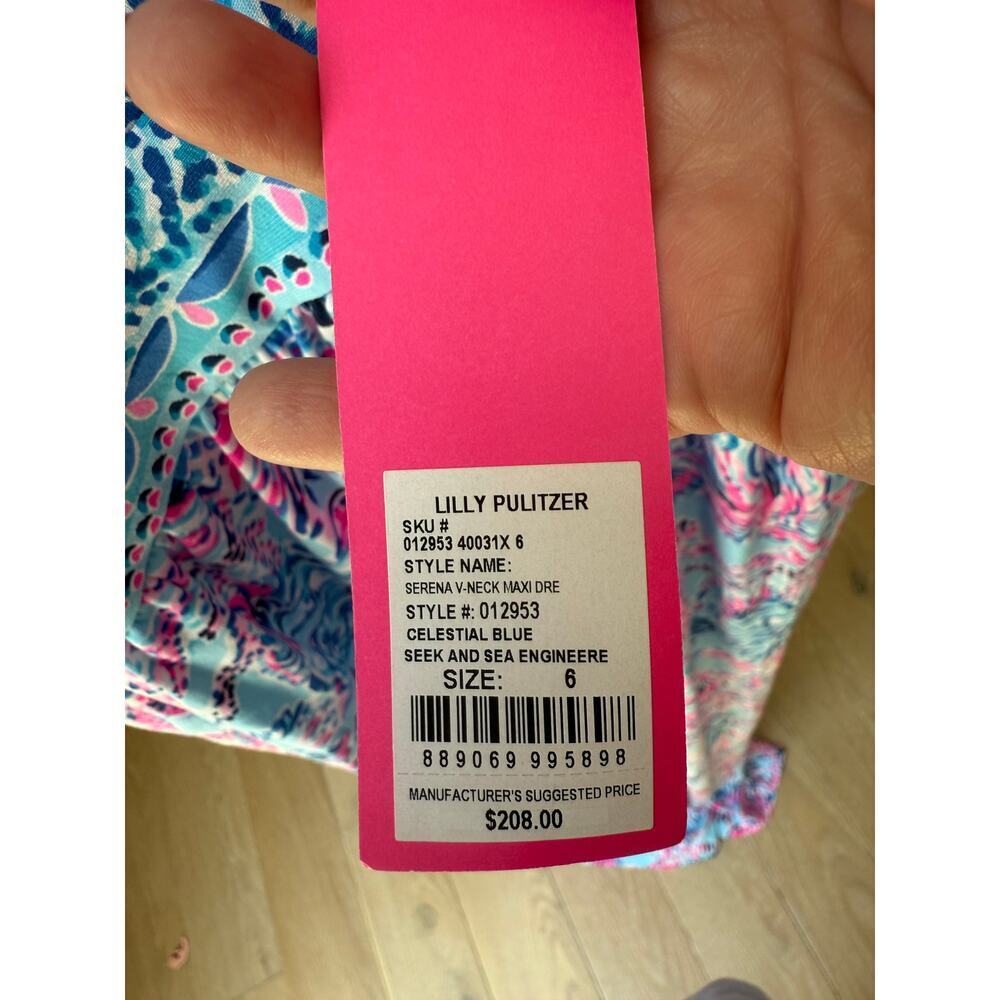 Lilly Pulitzer Women's Celestial Blue Serena V-Neck Maxi Dress Size 6 - Picture 6 of 7